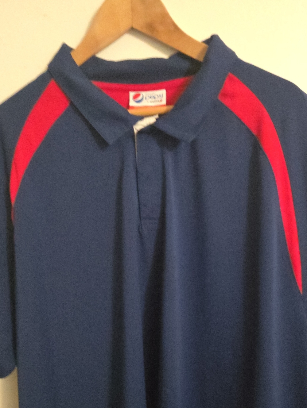 Pepsi Navy Polo with Red Shoulder Panels